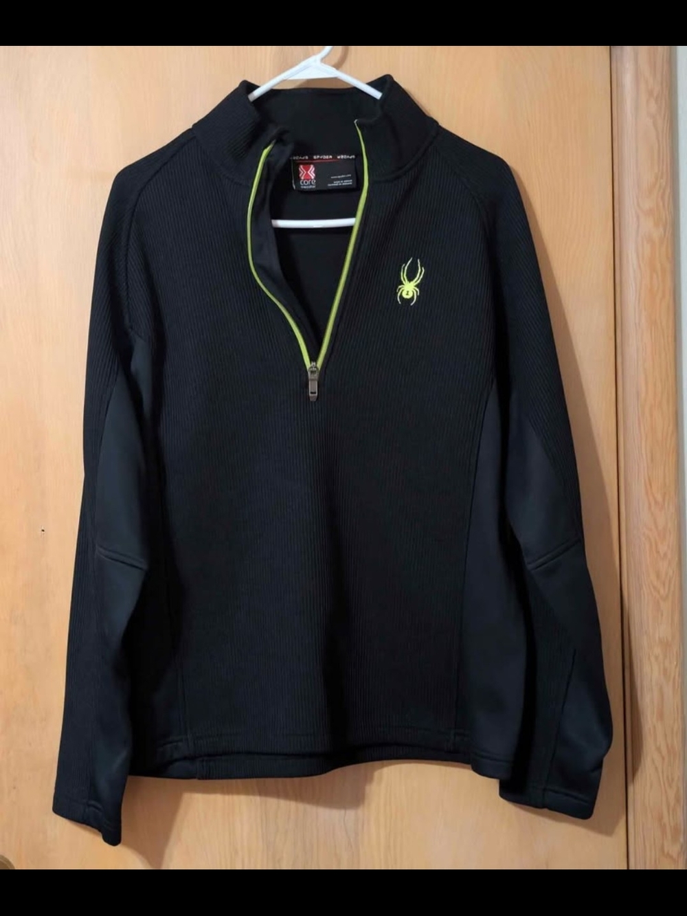 Spyder Black Quarter-Zip Pullover with Neon Green Accents